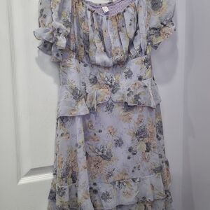 Amazon Floral Midi Dress with Ruffle Sleeves